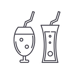 Cocktail bar icon, linear isolated illustration, thin line vector, web design sign, outline concept symbol with editable stroke on white background.