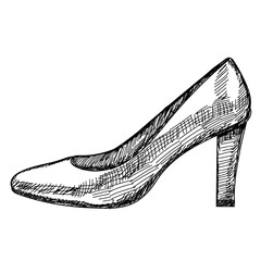 vector, isolated hand drawn sketch womens shoes