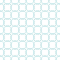 Square grid pattern. Vector abstract geometric texture with carved lattice, mesh, net. Elegant mint green and white background. Repeat ornament. Design for tileable print, textile, decor, wallpaper