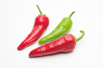 Natural hot pepper on a white background