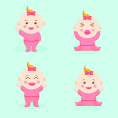 lovely nice baby characters. set of cartoon child