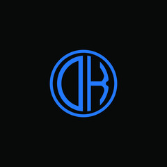 Fototapeta premium DK MONOGRAM letter icon design on BLACK background.Creative letter DK/D K logo design. DK initials MONOGRAM Logo design.