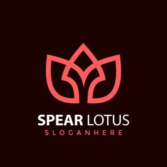 Spear Lotus Flower logo Design vector illustration