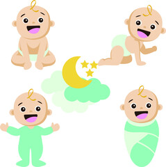 babies collection hand drawn style. baby child and baby