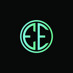 EE MONOGRAM letter icon design on BLACK background.Creative letter EE/E E logo design.
 EE initials MONOGRAM Logo design.
