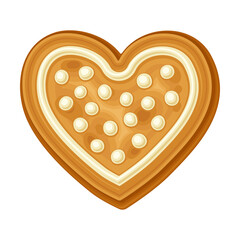 Heart as Shaped Baked Cookie and Merry Christmas Symbol Vector Illustration
