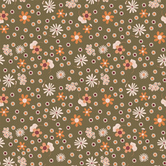 Floral seamless pattern. Doodle chamomile. Vector flowers background. Color sketch