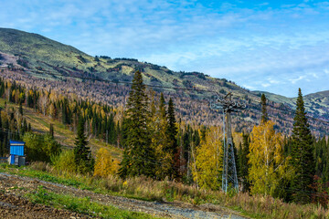 Ski lifts in the ski resort of Sheregesh, Gornaya Shoria