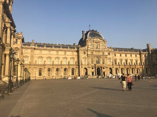Obraz premium The Louvre Palace Museum near the pyramid in Paris, France