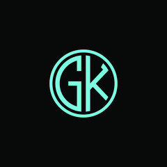 Gk MONOGRAM letter icon design on BLACK background.Creative letter Gk/ G k logo design.
Gk initials MONOGRAM Logo design.
