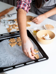 woman hands baking cookies at the kitchen
