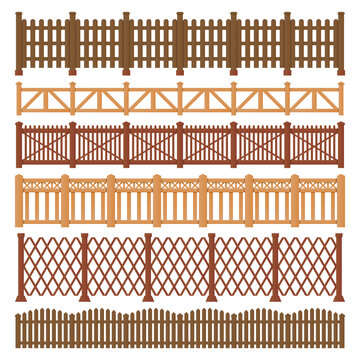Wood fence, wooden gates of garden and farm house