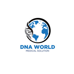 dna world logo designs for health service or medicine