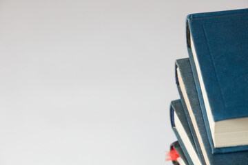 blue books on white background