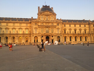 The Louvre Palace Museum near the pyramid in Paris, France
