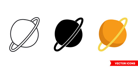 Saturn icon of 3 types color, black and white, outline. Isolated vector sign symbol. © mr.GAS