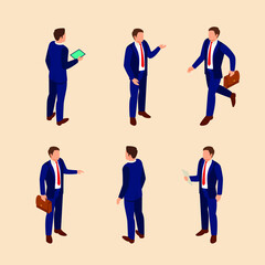 isometric business people suit. business people icons