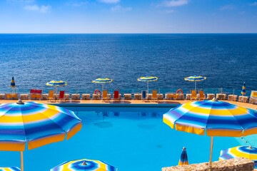 swimming pool near sea in Zinzulusa, Castro, Province Lecce, Italy