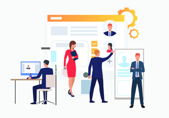 recruitment agency applicants job interview. business person with graph and chart