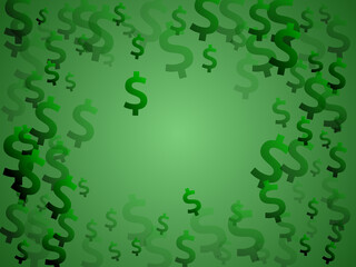 Green dollar symbols flying currency vector 