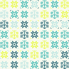 Embroidery Ornament Vector Pattern Design With Ethnic And Folk Abstract Shapes