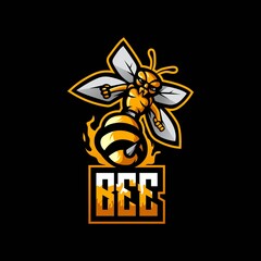 Bee esport mascot logo design vector with modern illustration concept style for badge, emblem and t-shirt printing