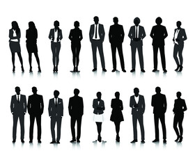 Vector ui illustration business people concept. business people silhouettes