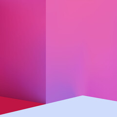 Obraz premium 3d realistic trendy red and blue pastel minimalist interior vector background