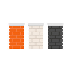 Brick pillar vector. wallpaper. Brick pillar on white background.