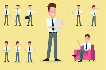 Businessman in different situations. business people set