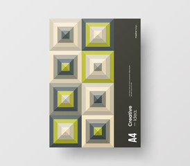 Brochure front page design layout. Vertical corporate identity A4 report cover. Modern abstract geometric vector business presentation illustration template. 