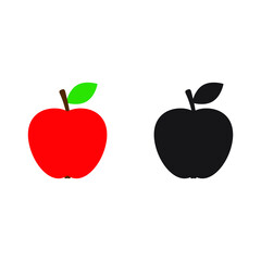 Red apple icon. Apple black icon. Vector illustration isolated on white background.