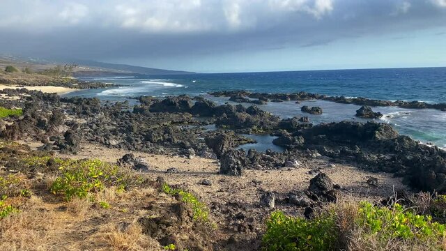 Panoramic view of "La Souris Chaude" beach in Trois Bassin on R&eacute;union Island