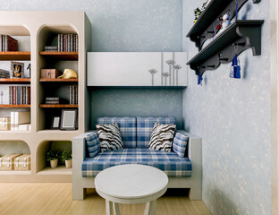 pacious modern residential study design, with laptop, desk, 
