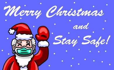 Cartoon Stylized Merry Christmas and Stay Safe Card
