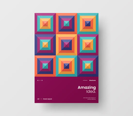 Brochure front page design layout. Vertical corporate identity A4 report cover. Modern abstract geometric vector business presentation illustration template. 