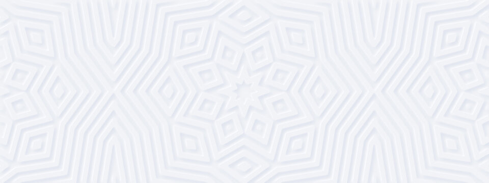  Abstract geometric white background. Meditation music design: mandala yoga flower. Scandinavian eco minimal style. Interior accent wall. DIY wooden decor - wide 3d DIY molded panels design. Mockup #6