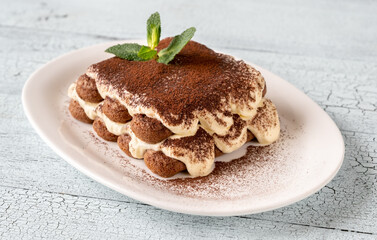Portion of tiramisu