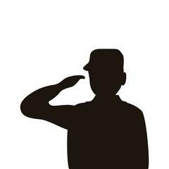 military officer saludating silhouette isolated icon