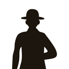 military officer with hat silhouette isolated icon