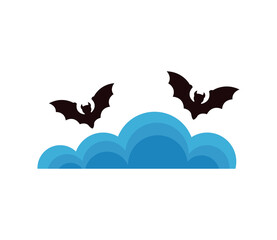 halloween bats flying with clouds sky scene