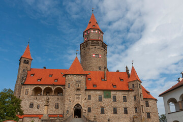 Bouzov Castle, a medieval fortress of Moravia in the Czech Republic in a sunny day
