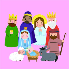 Cute hand drawn nativity scene.