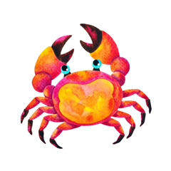 crab cancer zodiac astrology horoscope symbol sign logo icon design in water element color art background watercolor painting cartoon drawing illustration fortune