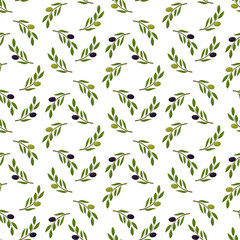 Fototapeta premium Seamless background with olive leaves. Ideal for printing on fabric or paper.