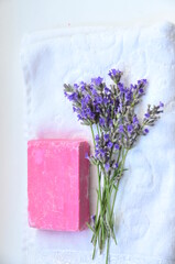 Obraz na płótnie Canvas lavender soap and lavender
