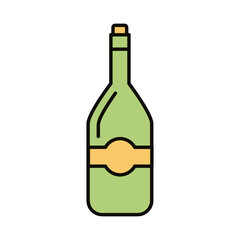 beverage bottle green line and fill icon