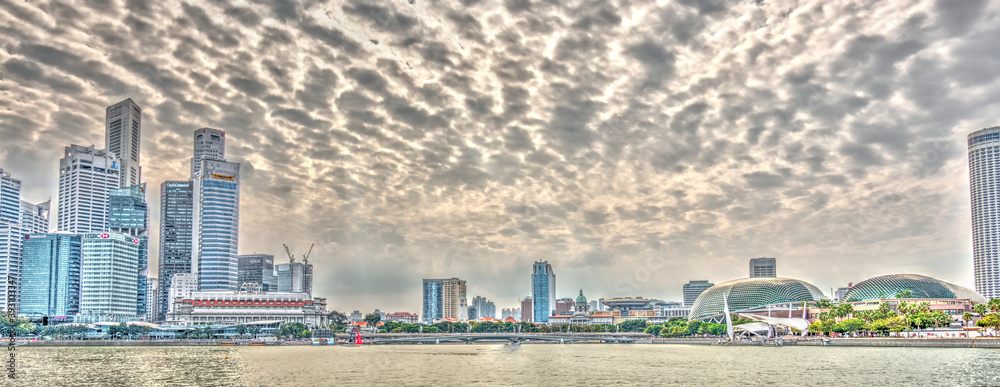 Poster downtown singapore skyline, hdr image