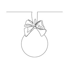 Continuous line drawing of snowman christmas ball decoration. One line art concept of pine tree decoration for merry christmas and happy new year greeting card. Vector illustration