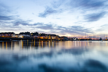 A Beautiful sunset over the marina in a small Irish town Malahide